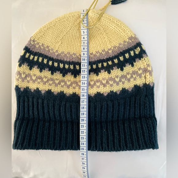 NWT BURBERRY FAIR ISLE BEANIE HAT CASHMERE / WOOL - GREEN / CREAM / TAN - Picture 5 of 11